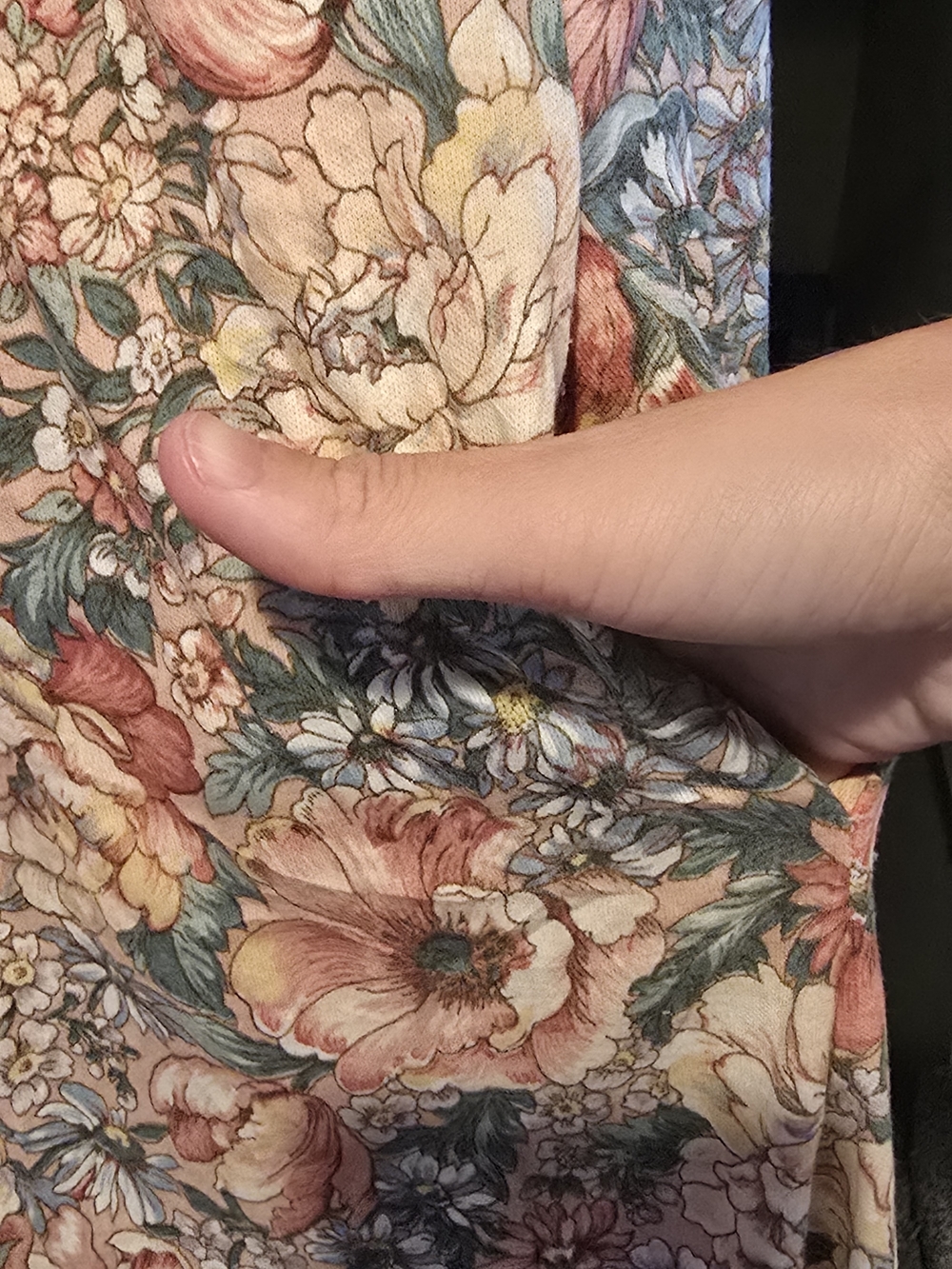 90s Vintage Floral Maxi Skirt With Pockets - Pink & Green Floral - Picture 5 of 13